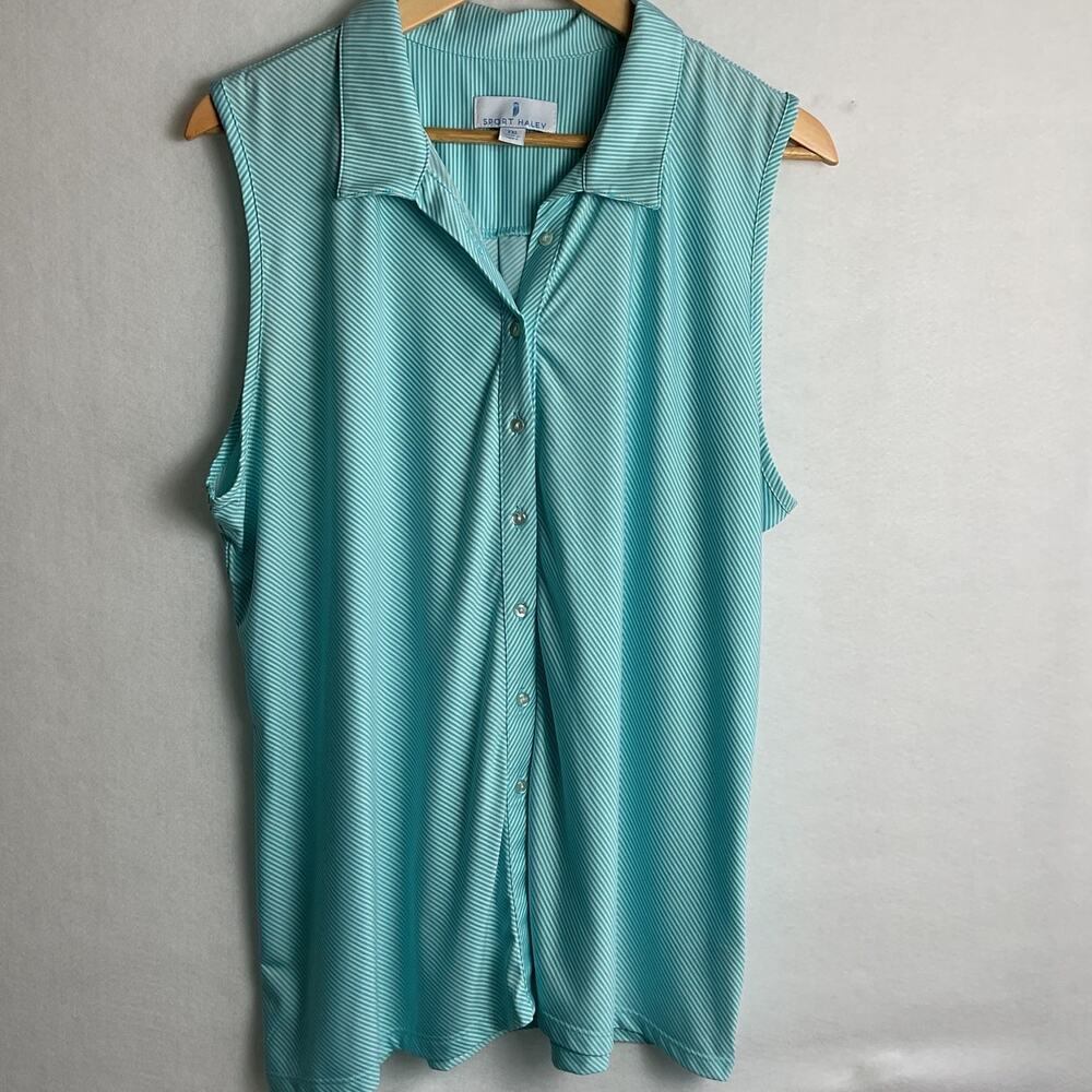 Sport Haley Womens Size XXL Blue Striped Tank Top
